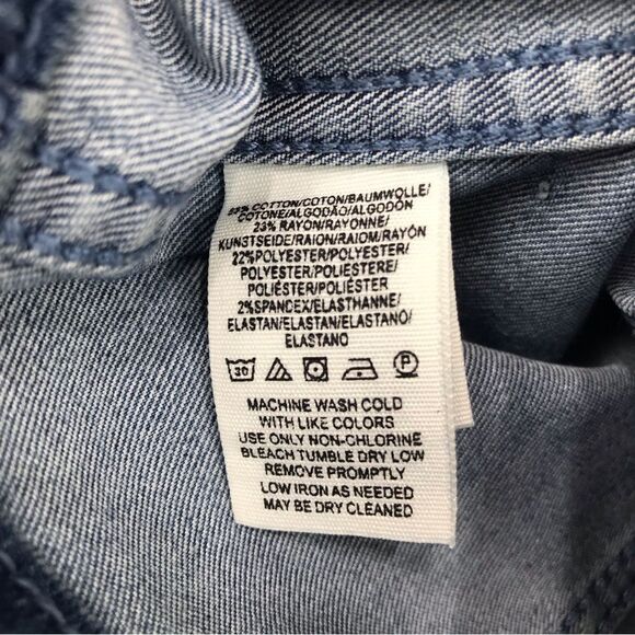 Free People Modern Femme Light Blue Denim Seam Detail Stretch Mini Skirt - Picture 13 of 13